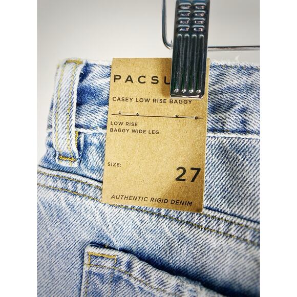 NWT PacSun Casey Light Indigo Butt Slit Low Rise Baggy Jeans Sz 27 Wide Leg - Picture 7 of 12